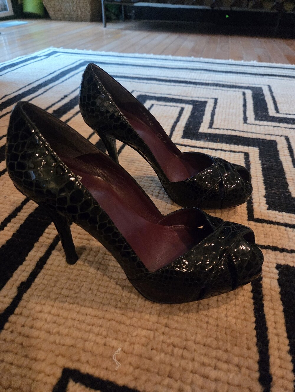 Croc Peep-Toe High Heels